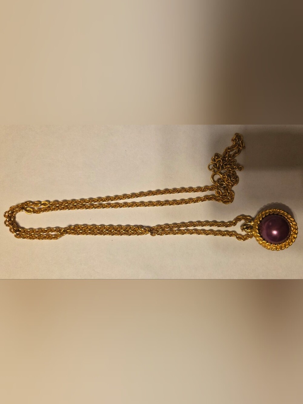 Vintage Purple/Pink Reversible Pendant Necklace
